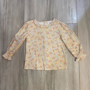 Stitchy Fish Autumn Fall Floral Long Sleeve Shirt with Ruffled Collar, size 4T